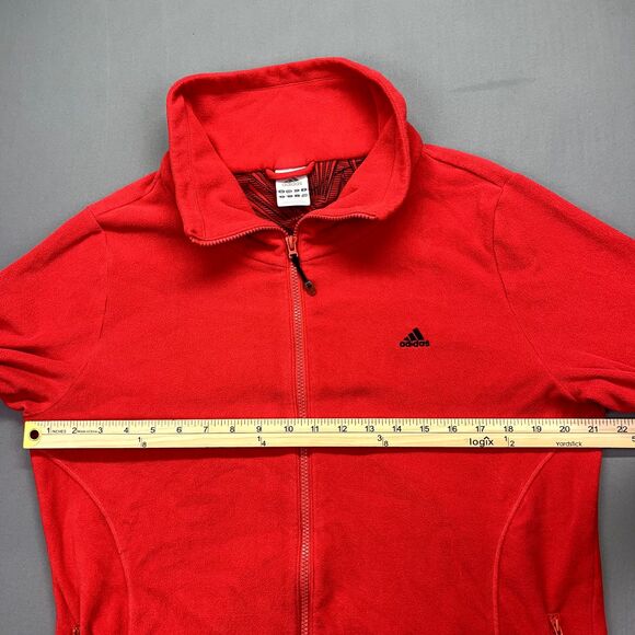 ADIDAS Men's Full Zip Jacket Size XL Cozy Fleece Red Athleisure Sports - Picture 5 of 14